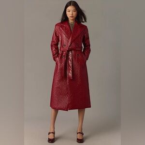 NWT Anthropologie Avec Les Filles Quilted Faux-Ever Leather Belted Trench